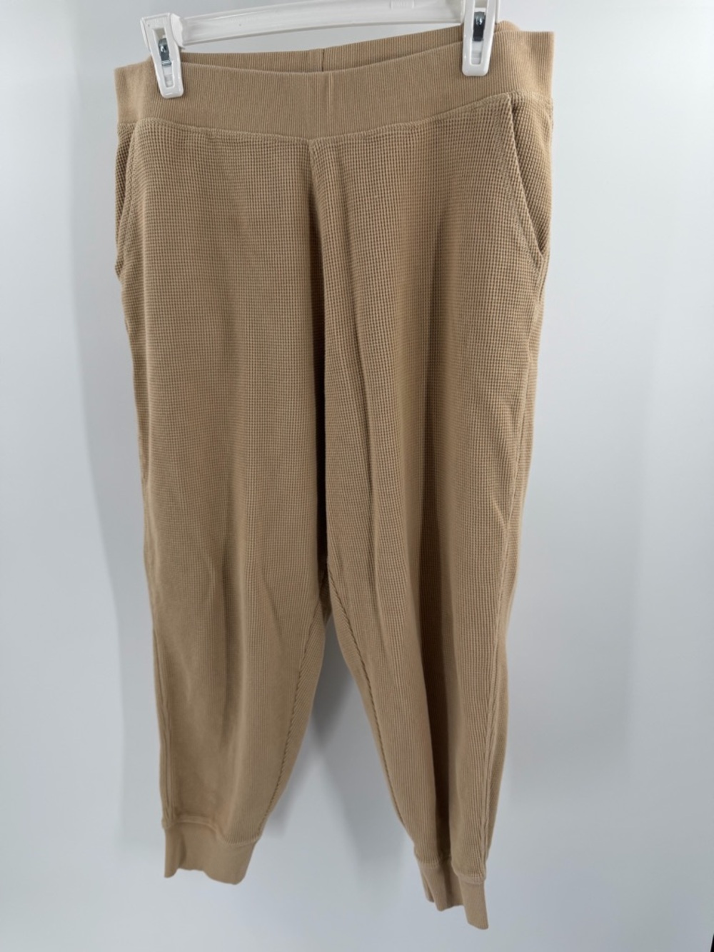 Pact 100% Organic Cotton Tan Brown Waffle Knit Joggers Size XL